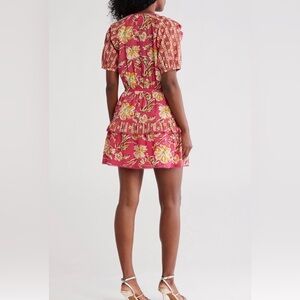 Maisie Designer Vibrant Pink Cotton Mini Dress Women’s Size L